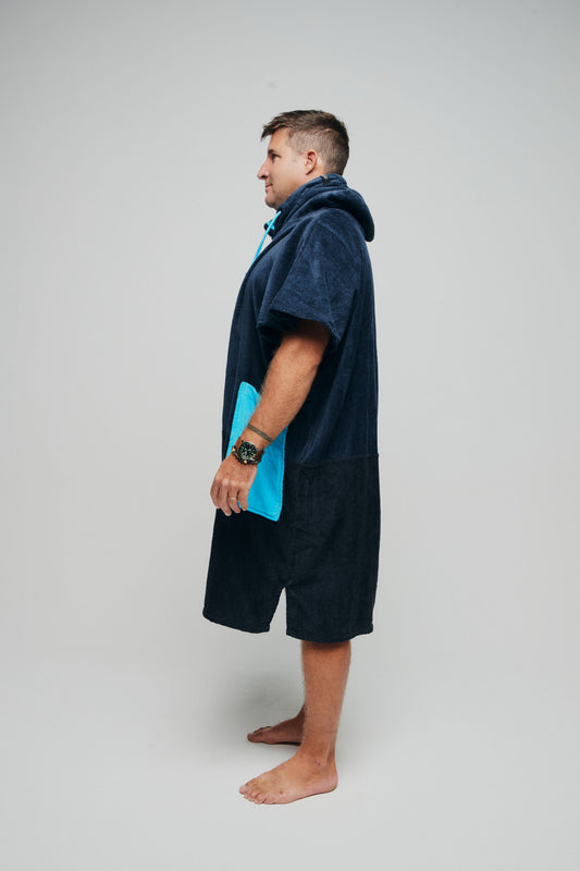Poncho adulte coupe V - BLUE SURF