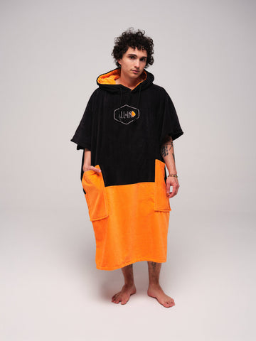 V Poncho Flash Line - Black Apricot One Size