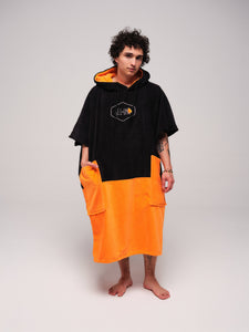 Poncho cuello pico adulto - Negro / Albaricoque