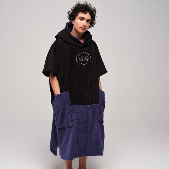V Poncho Flash Line - Black Navy One Size