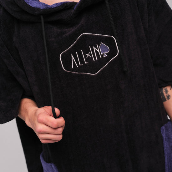 V Poncho Flash Line - Black Navy One Size