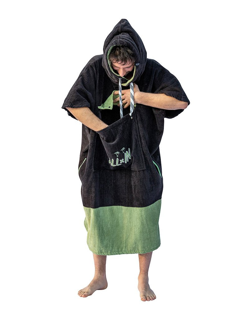 V Poncho Flash Line - Zwart / Kaki Eén maat