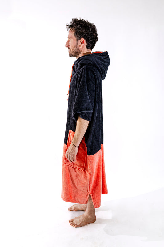 Poncho Surf Adulte Black Orange ALL-IN