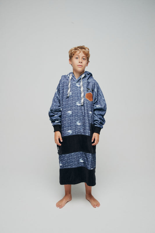 Junior long-sleeved poncho - Lettrage