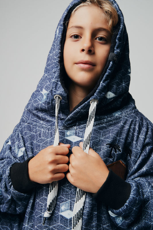 Junior long-sleeved poncho - Lettrage