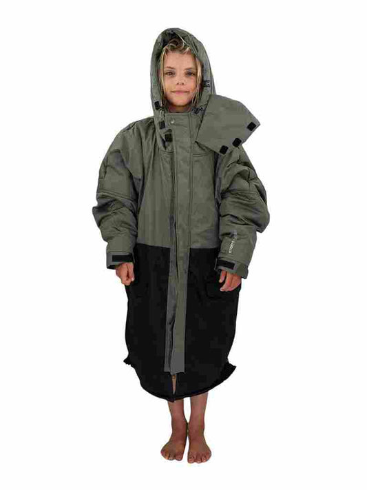Junior Waterdichte Jas Poncho - Zwart / Khaki