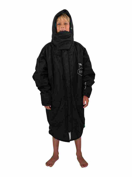 Junior Waterdichte Poncho Jas - Zwart & Turquoise