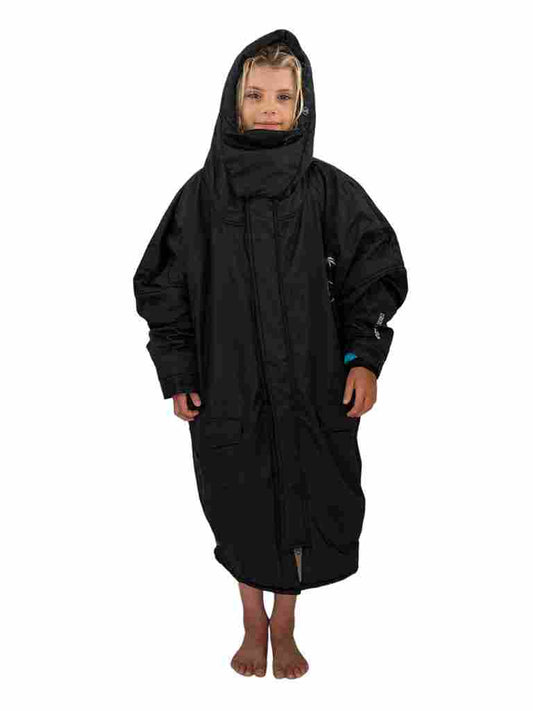 Junior Waterdichte Poncho Jas - Zwart & Turquoise