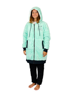 Poncho de cuadros con cremallera - Turquesa