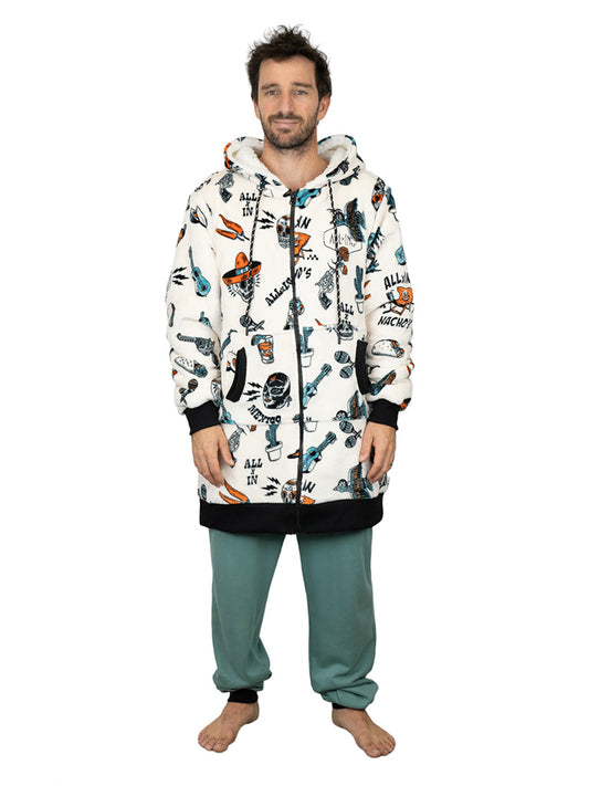 Geruite poncho met rits - Mexicano