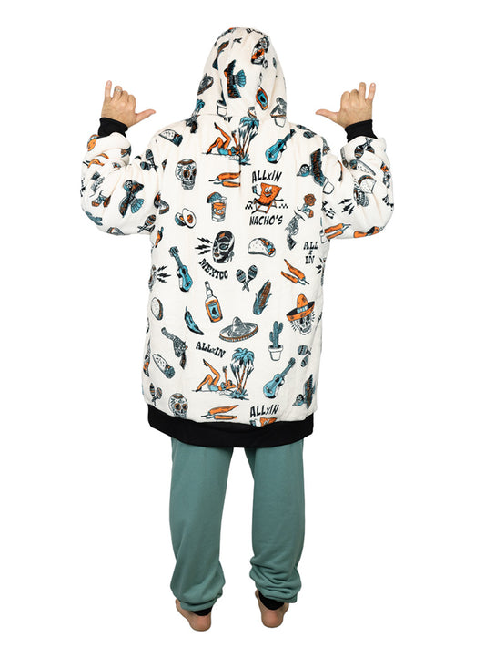 Geruite poncho met rits - Mexicano