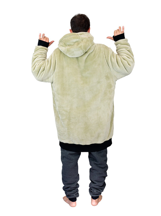 Geruite poncho met rits - Beige