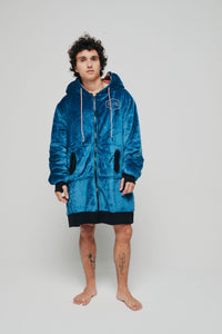 Poncho plaid zippé - BLUE OCEAN