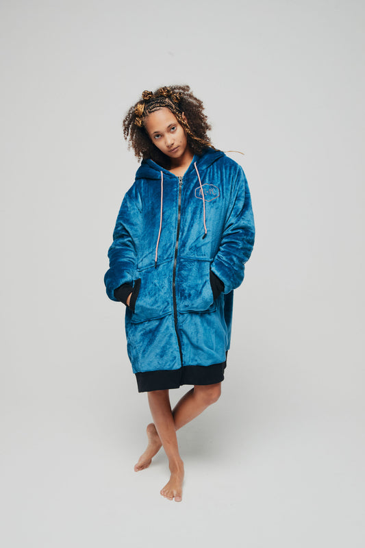 Poncho plaid zippé - BLUE OCEAN