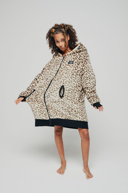 Poncho plaid zippé - Leopard