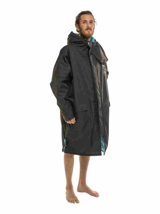 Waterdichte poncho jas - Zwart & Turquoise