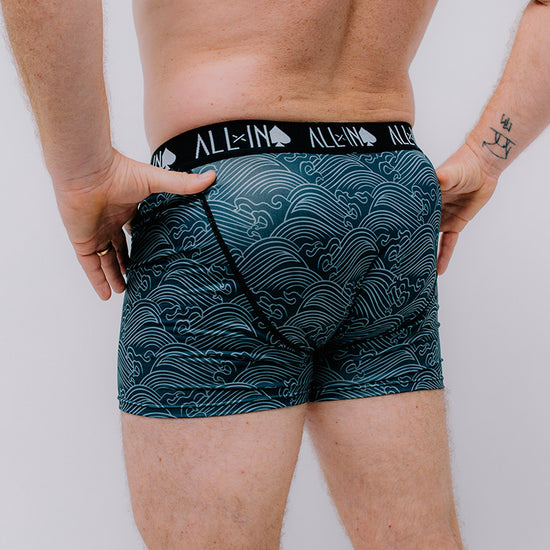 Vue arrière du boxer Dark Ocean montrant le maintien et la coupe ajustée