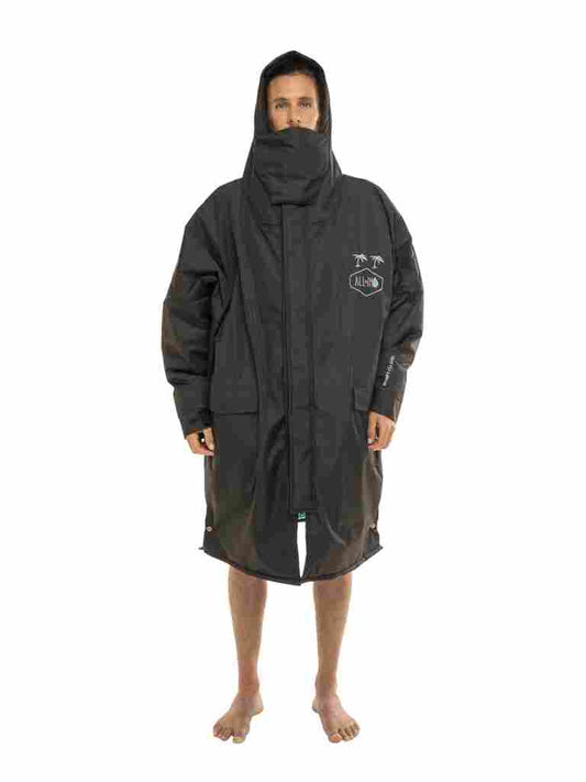 Veste de change imperméable Storm Vest noire et turquoise de face avec fermeture éclair et logo ALL-IN